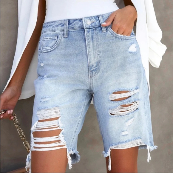 Vici Pants - Vici Distressed Bermuda Jean Shorts